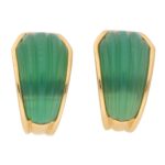 Boucheron Green Chrysoprase Clip On Half Hoop Earrings