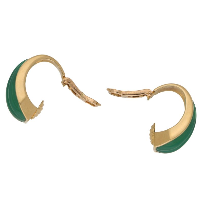 Boucheron Green Chrysoprase Clip On Half Hoop Earrings