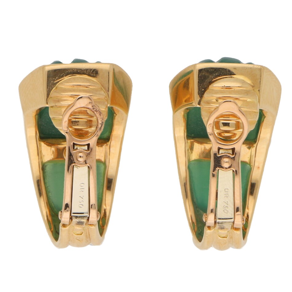 Boucheron Green Chrysoprase Clip On Half Hoop Earrings
