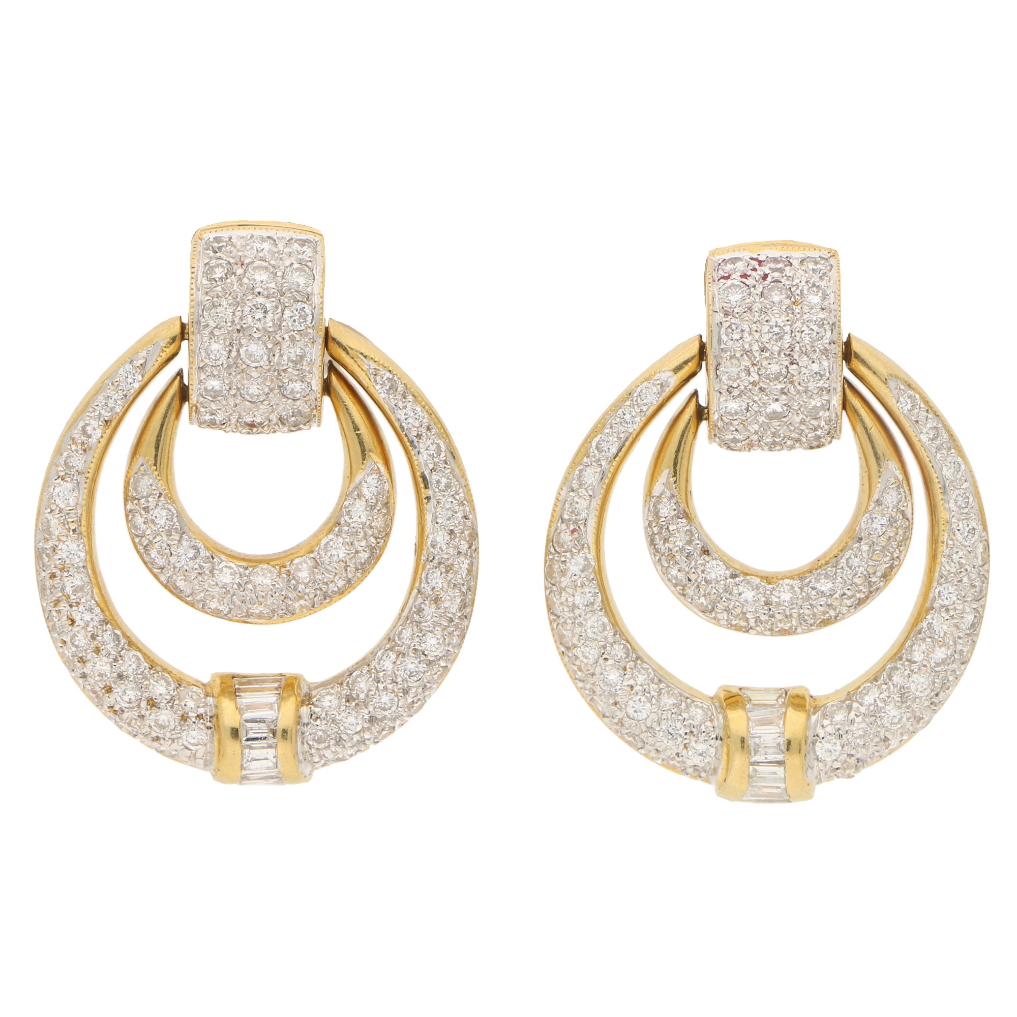 Diamond Door Knocker Drop Earrings Set in 18k White and Yellow at ...