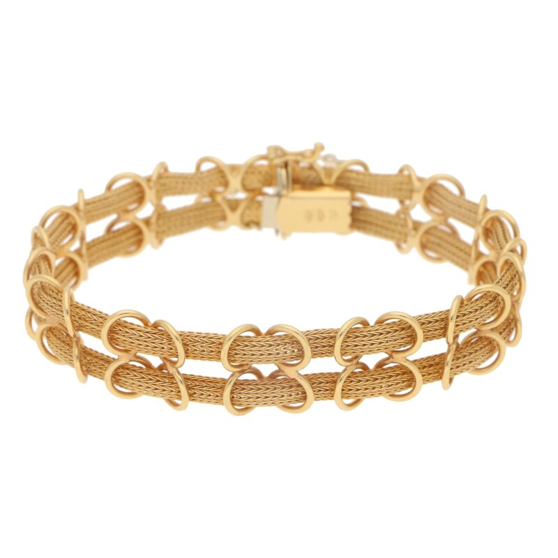 Filippini Fratelli Double Woven Chain Bracelet in Yellow Gold