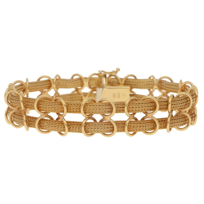Filippini Fratelli Double Woven Chain Bracelet in Yellow Gold
