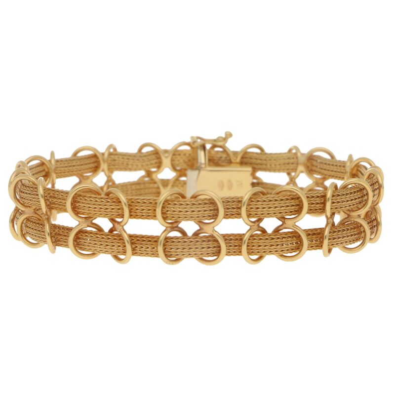 Filippini Fratelli Double Woven Chain Bracelet in Yellow Gold