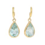 Pear-Shaped Aquamarine Half Hoop Earrings in 18k Yellow Gold