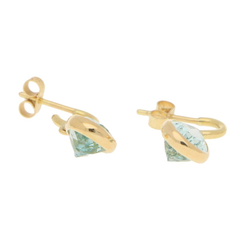 Pear-Shaped Aquamarine Half Hoop Earrings in 18k Yellow Gold