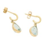 Pear-Shaped Aquamarine Half Hoop Earrings in 18k Yellow Gold