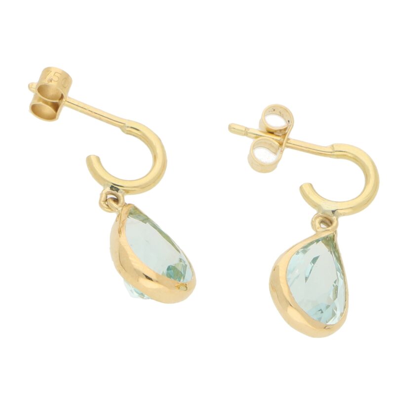 Pear-Shaped Aquamarine Half Hoop Earrings in 18k Yellow Gold