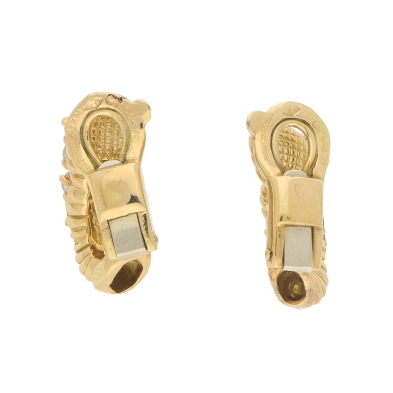 Boucheron Diamond Clip Stud Earrings in 18k Yellow Gold