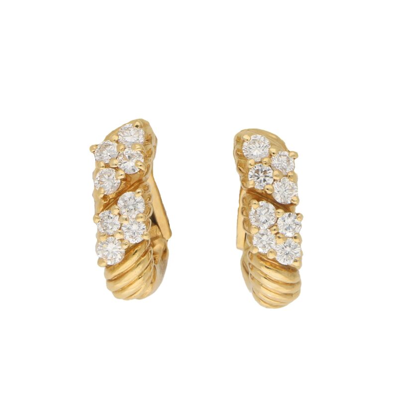 Boucheron Diamond Clip Stud Earrings in 18k Yellow Gold