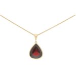 Pear-Shaped Red Garnet Pendant Set in 9k Yellow Gold