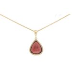 Pear-Shaped Red Garnet Pendant Set in 9k Yellow Gold