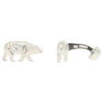 Bear Swivel Cufflinks in Solid British Sterling Silver