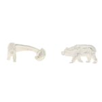 Bear Swivel Cufflinks in Solid British Sterling Silver