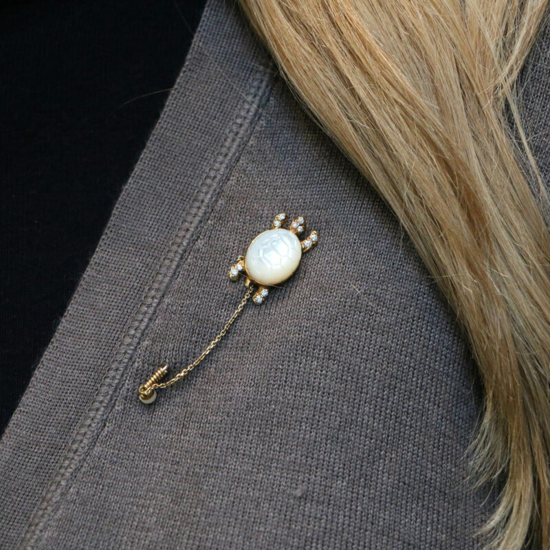 Mauboussin Moonstone and Diamond Stick Pin Set in 18k Gold