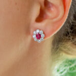 Ruby and Diamond Cluster Earrings