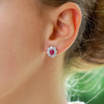 Ruby and Diamond Cluster Earrings