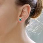 Emerald and Diamond Cluster Earrings in White Gold