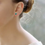 Emerald and Diamond Cluster Earrings in White Gold