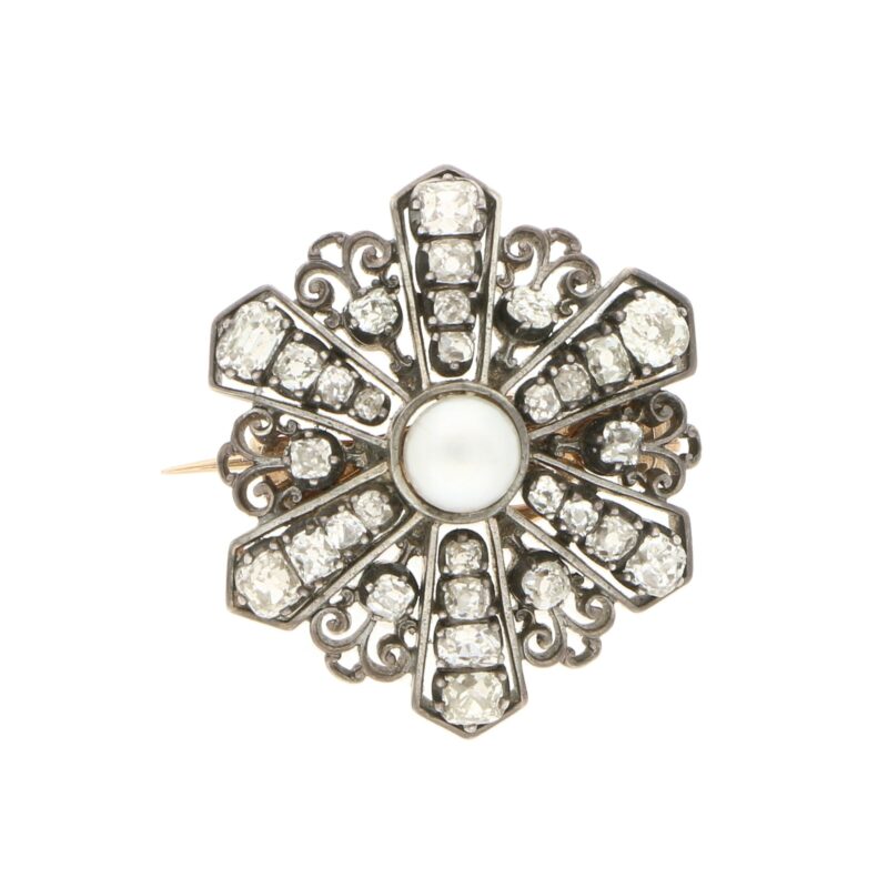 Victorian pearl and diamond brooch/pendant.