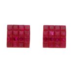 Ruby Square Earrings in 18k White Gold