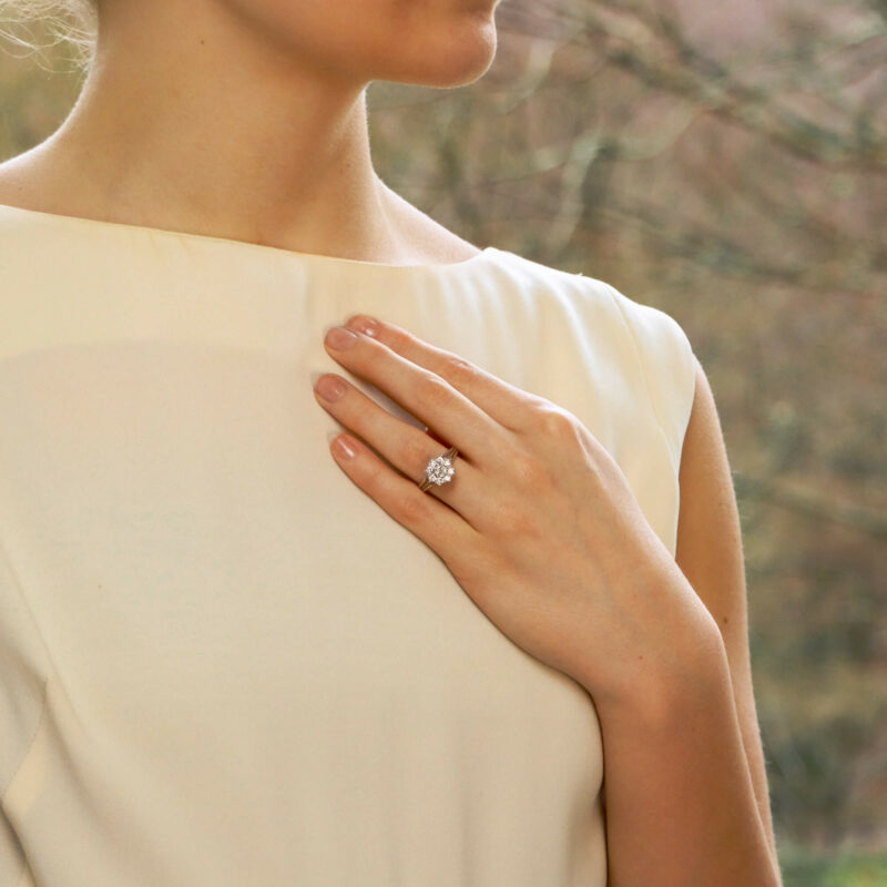 Diamond Daisy Cluster Ring in White Gold