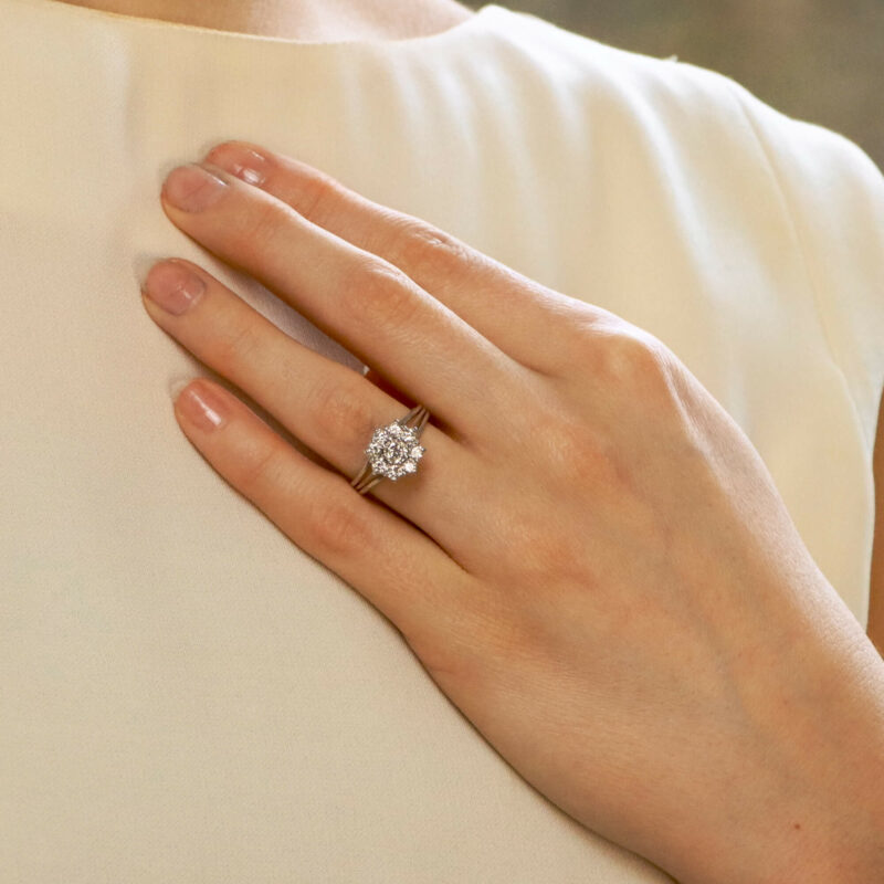 Diamond Daisy Cluster Ring in White Gold