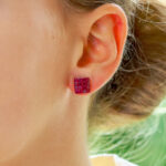 Ruby Square Earrings in 18k White Gold