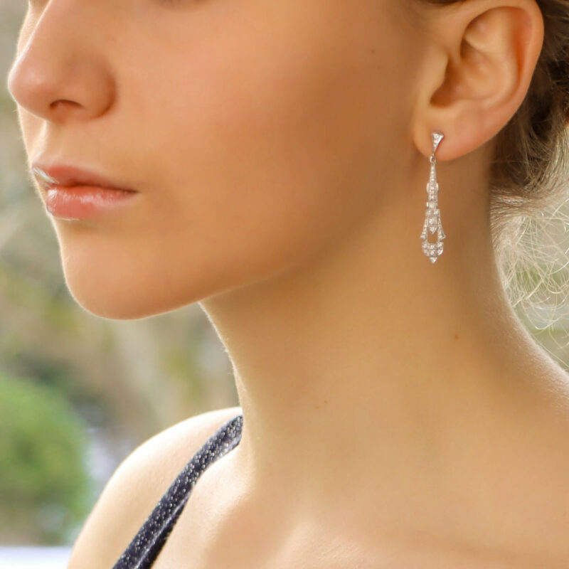 Art Deco style diamond drop earrings