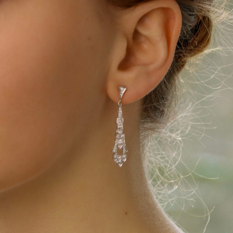 Art Deco style diamond drop earrings