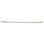 Rainbow Sapphire Line Bracelet in Yellow Gold