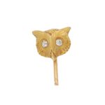 Diamond Eyed Owl Stick Pin Set in 18k Yellow Gold