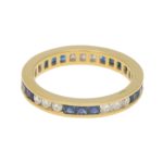 Sapphire and Diamond Full Eternity Ring in 18k Yellow Gold