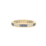 Sapphire and Diamond Full Eternity Ring in 18k Yellow Gold