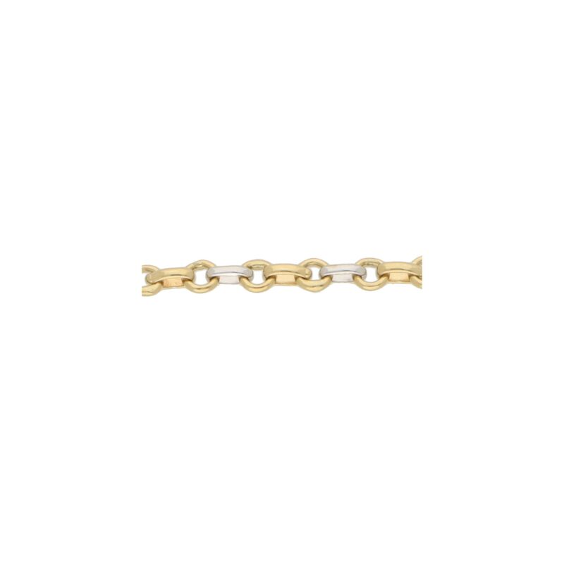 Fine Chain Link Bracelet in Yellow and White Gold