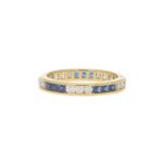 Sapphire and Diamond Full Eternity Ring in 18k Yellow Gold