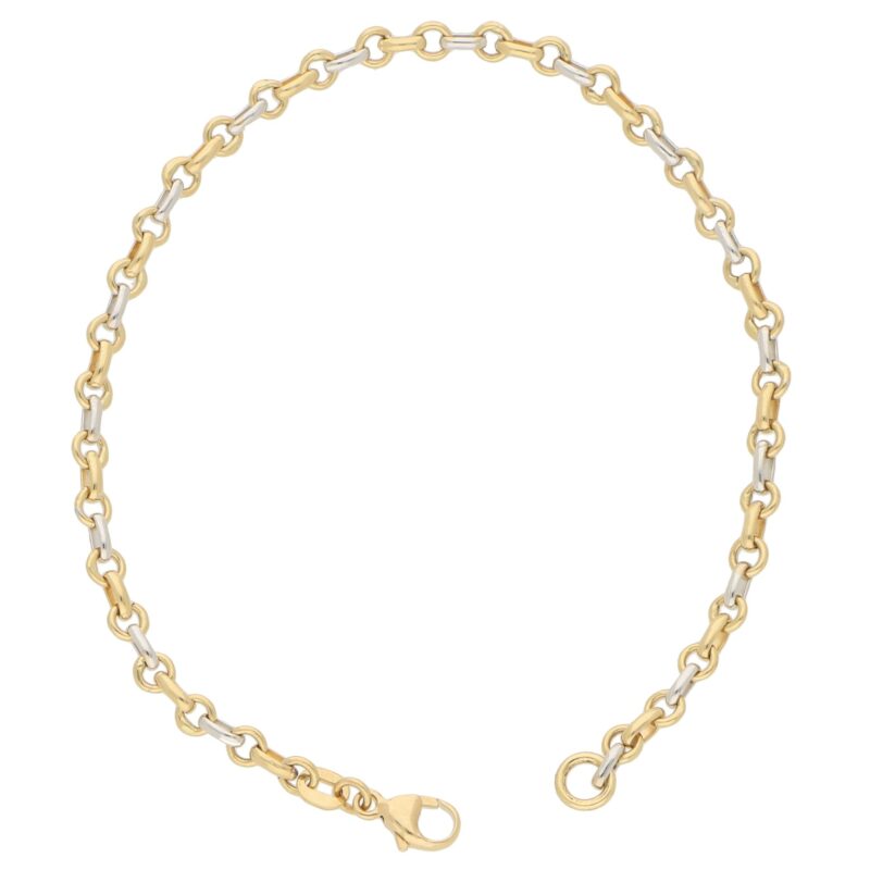 Fine Chain Link Bracelet in Yellow and White Gold