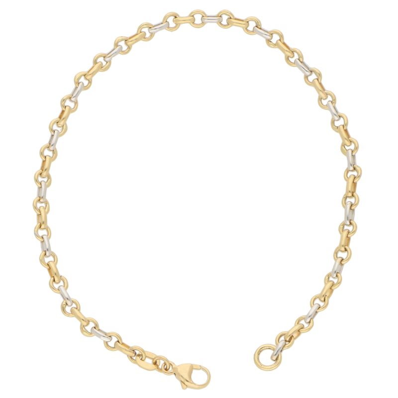 Fine Chain Link Bracelet in Yellow and White Gold