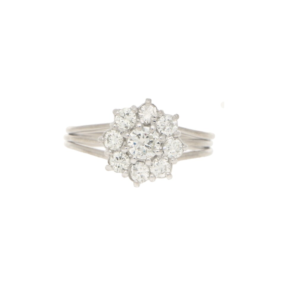 Diamond Daisy Cluster Ring in White Gold