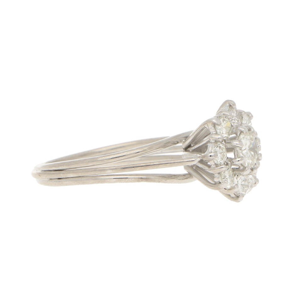 Diamond Daisy Cluster Ring in White Gold