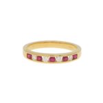 Diamond and Ruby Half Eternity Ring in 18k Yellow Gold