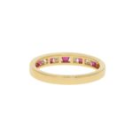 Diamond and Ruby Half Eternity Ring in 18k Yellow Gold