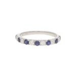 Diamond and Sapphire Half Eternity Ring in 18k White Gold