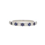 Diamond and Sapphire Half Eternity Ring in 18k White Gold