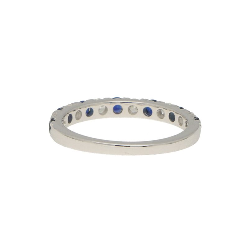 Diamond and Sapphire Half Eternity Ring in 18k White Gold