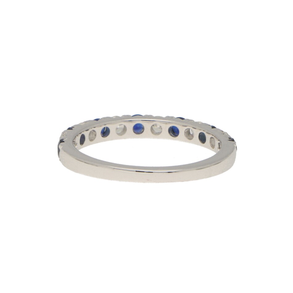 Diamond and Sapphire Half Eternity Ring in 18k White Gold
