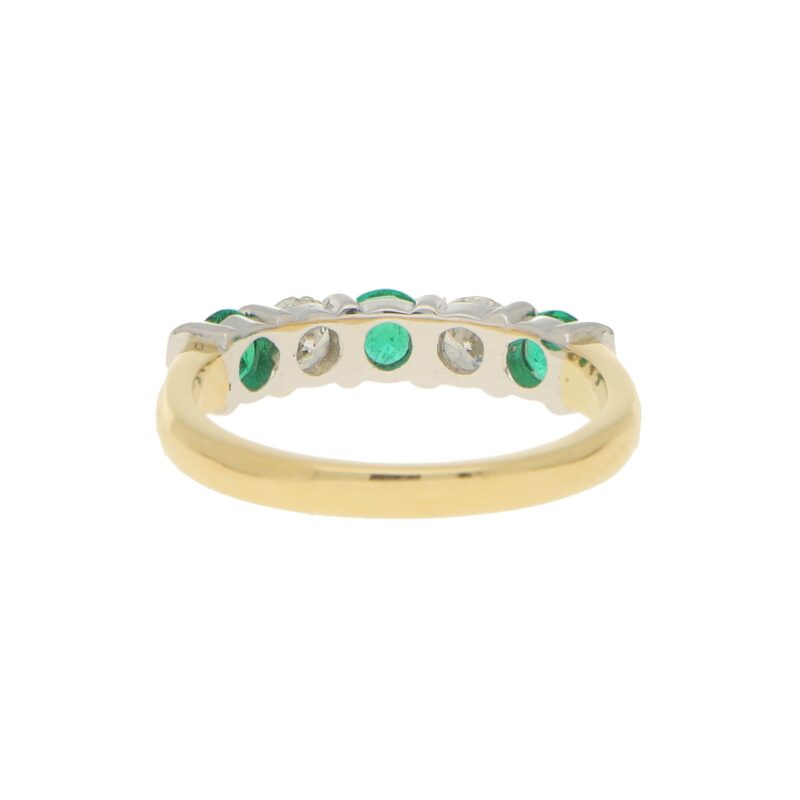 Emerald and Diamond Half Eternity Ring in 18k Gold
