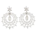 Diamond Bvlgari Drop Earrings in White Gold