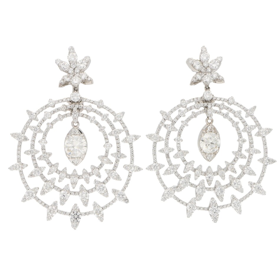 Diamond Bvlgari Drop Earrings in White Gold