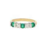 Emerald and Diamond Half Eternity Ring in 18k Gold