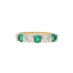 Emerald and Diamond Half Eternity Ring in 18k Gold